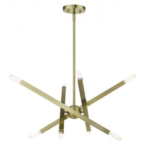 Monaco 8 Light Chandelier, Antique Brass