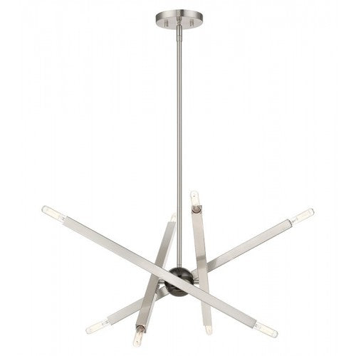 Monaco 8 Light Chandelier, Brushed Nickel/Black Chrome