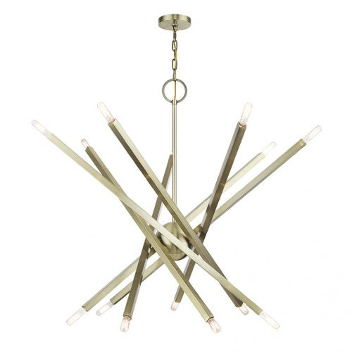 Monaco 14 Light Chandelier, Antique Brass