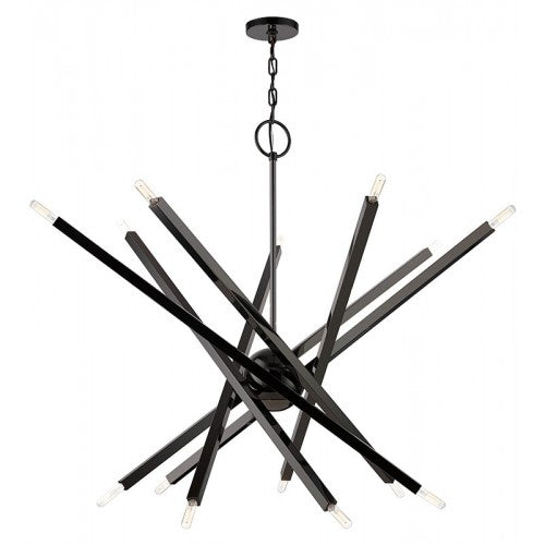 Monaco 14 Light Chandelier, Black Chrome