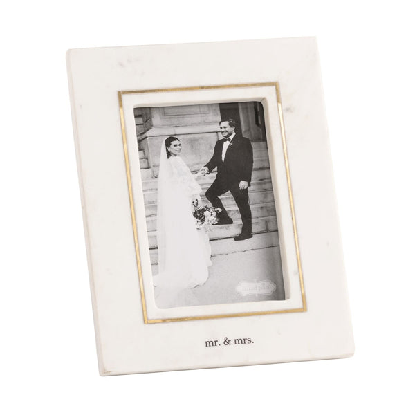 Mr. and Mrs. Gold Inlay Marble Frame