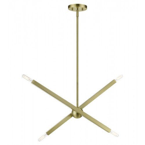 Monaco 4 Light Chandelier, Antique Brass