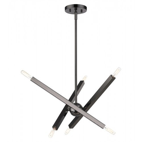 Monaco 6 Light Chandelier, Black Chrome