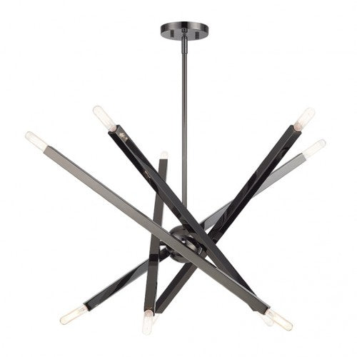 Monaco 10 Light Chandelier, Black Chrome