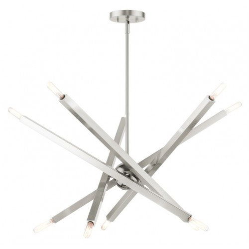 Monaco 10 Light Chandelier, Brushed Nickel/Black Chrome