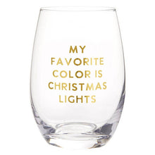 My Favorite Color is Christmas Lights Stemless Wine Glass