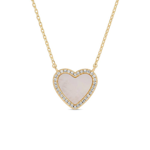 My Heart Is Yours, Shell Pave Heart Necklace