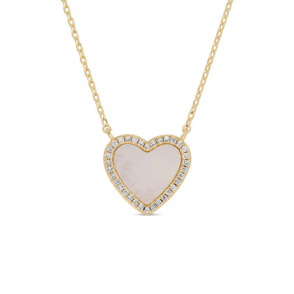 My Heart Is Yours, Shell Pave Heart Necklace