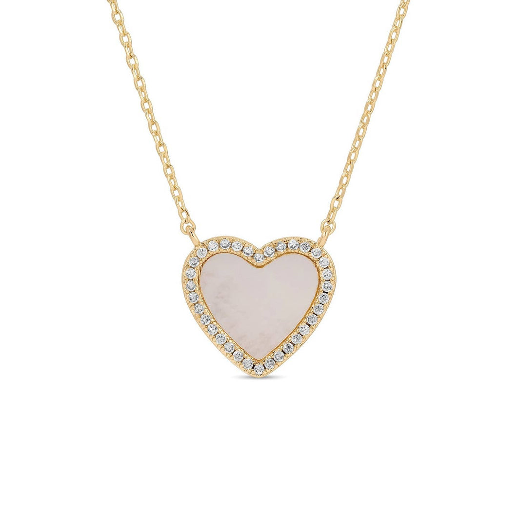 My Heart Is Yours, Shell Pave Heart Necklace