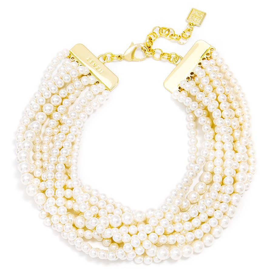 Pearl 10 Strand Collar Necklace