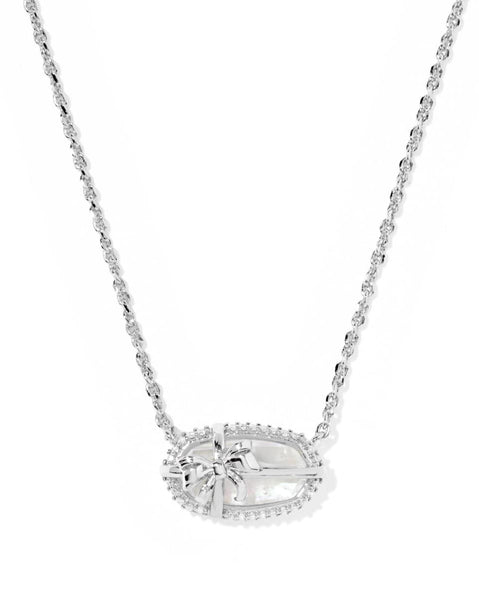 Elisa Silver Ivory Bow Short Pendant Necklace