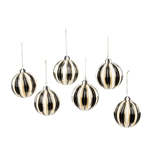 Courtly Noel Stripe Glass Ball Ornament