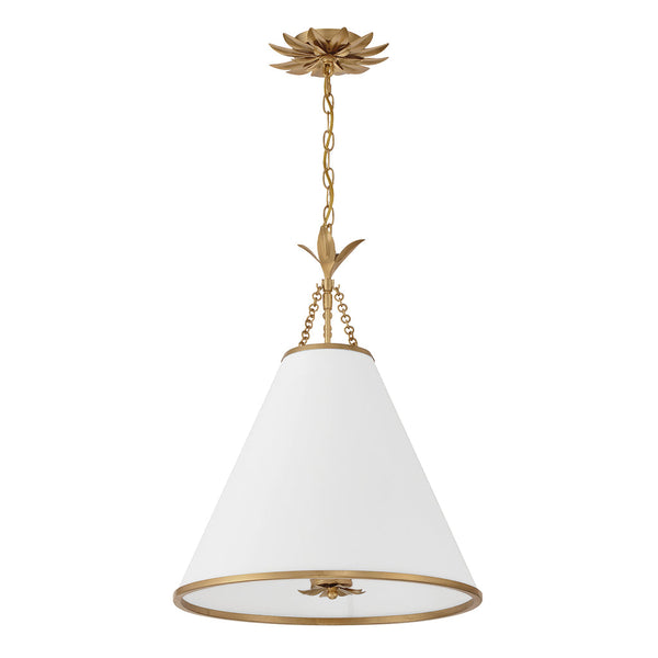 Broche 4 Light Antique Gold Pendant