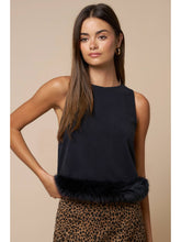 Feather Trim Sleeveless Top