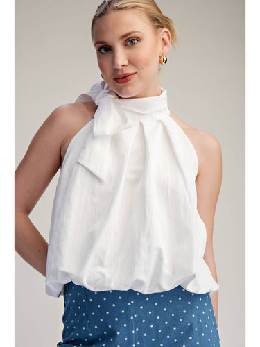 High Neck Tie Wrap Sleeveless Top
