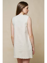 Pattern Embroidery Button Down Mini Shift Dress