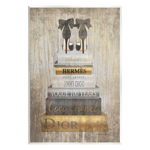 Patterned Glam Bookstack Wall Plaque 13x19
