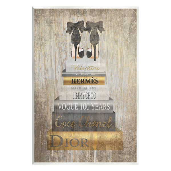 Patterned Glam Bookstack Wall Plaque 13x19