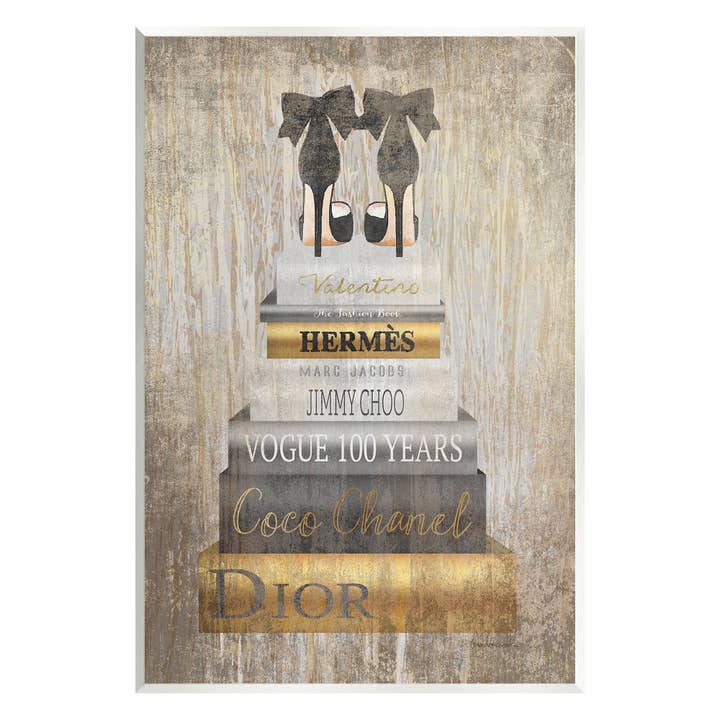 Patterned Glam Bookstack Wall Plaque 13x19