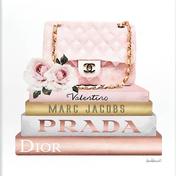 Pink Purse Gold Bookstack Wall Plaque 13x19