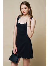 Scallop Square Neck A Line Mini Dress
