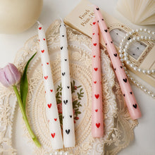 White-Red Heart Smokeless Pillar Candle 2pc