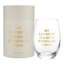 My Favorite Color is Christmas Lights Stemless Wine Glass