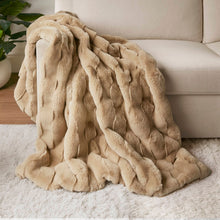 Tan Faux Fur Velvet Throw 50x60