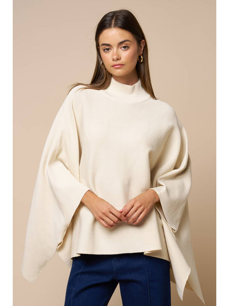 Mock Neck Poncho Sweater
