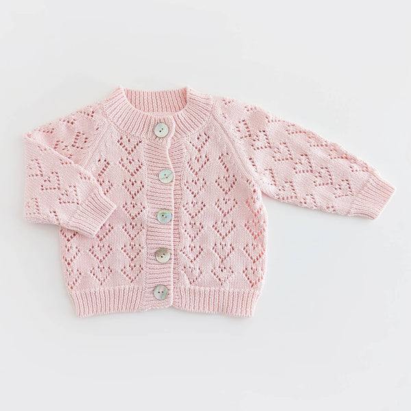 Heart Lace Blush Valentine Cardigan 0-6M