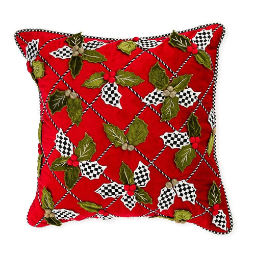 Holly Lattice Throw Pillow