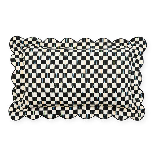 Courtly Check Reversible Scalloped Lumber Throw Pillow