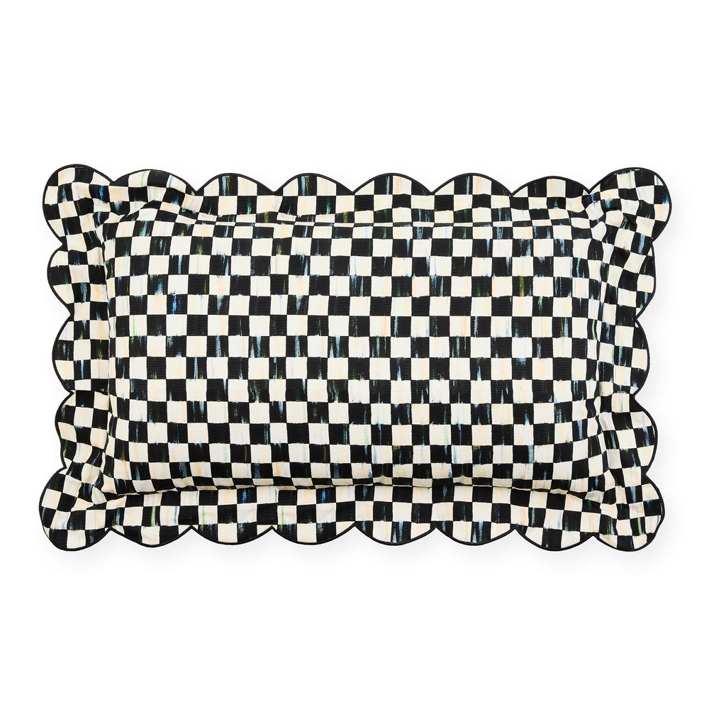 Courtly Check Reversible Scalloped Lumber Throw Pillow