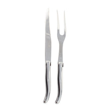 LAGUIOLE PLATINE STAINLESS STEEL CARVING SET IN WOOD BOX