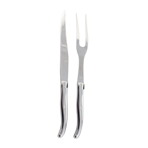 LAGUIOLE PLATINE STAINLESS STEEL CARVING SET IN WOOD BOX