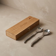 Laguiole Platine Stainless Steel Salad Serving Set in Wooden Box