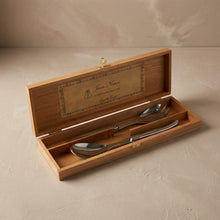 Laguiole Platine Stainless Steel Salad Serving Set in Wooden Box