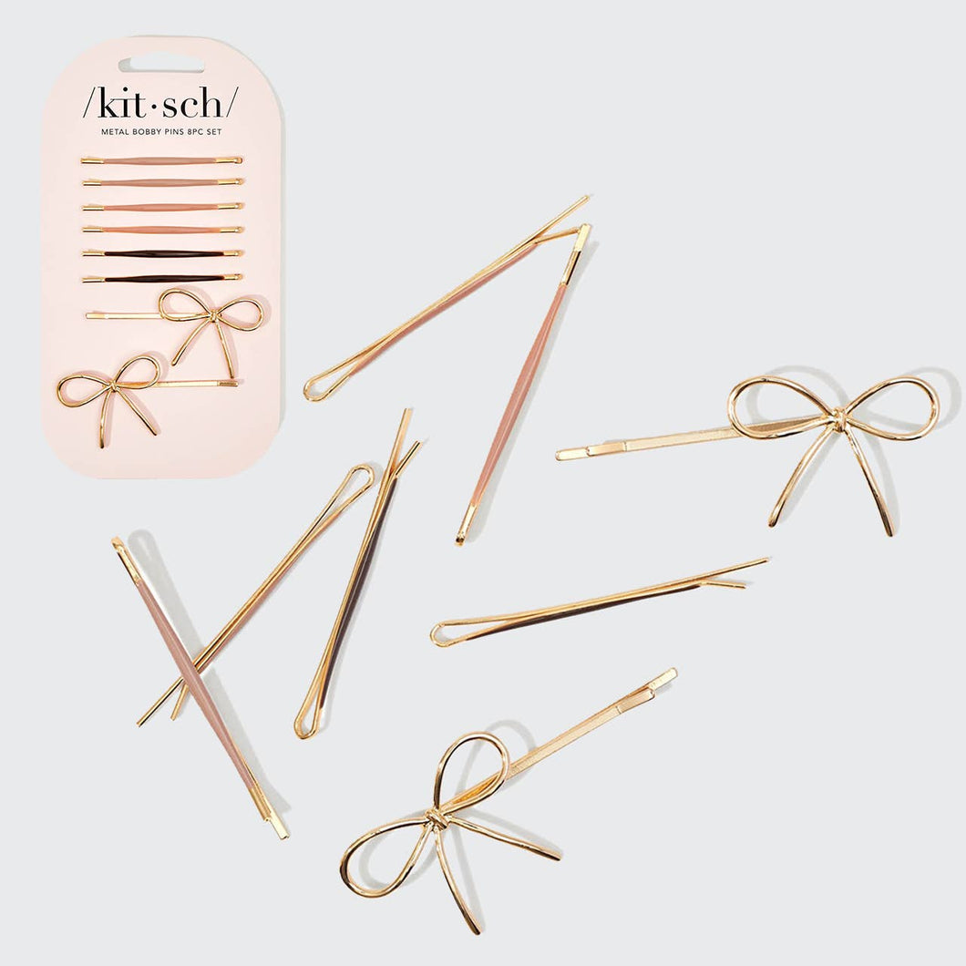 Rosewood Metal Enamel Cloud Bow Bobby Pins 8pc Set