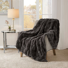 Gray Faux Fur Velvet Throw 50x60