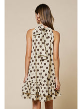 Polka Dot Mock Neck Ruffled Layered Hem Shift Dress