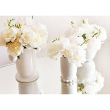 Signature White Cylinder Knobbed Foot Vase-Medium
