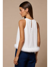 Feather Trim Sleeveless Top