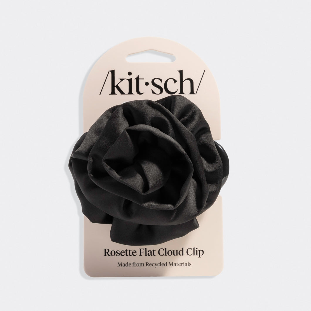 Black Satin Rosette Medium Cloud Clip