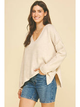 V Neck Exposed Seam Sweater