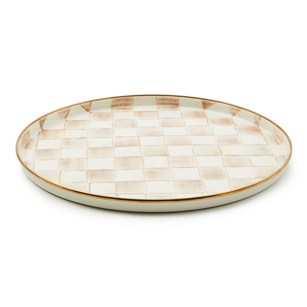 Mocha Check Round Tray