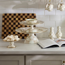 Mocha Check Mini Pedestal Platter
