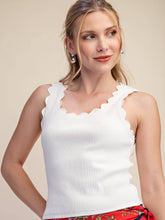Scallop Scoop Neck Sleeveless Knit Top