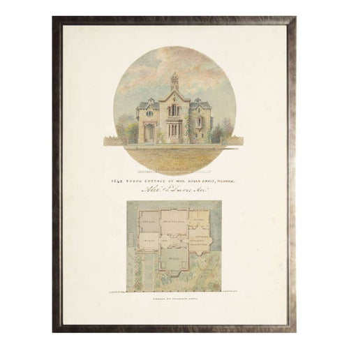 Vintage House Plans A On a Dristressed Background 8x10