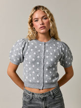 Puff Short Sleeve Polka Dot Cardigan