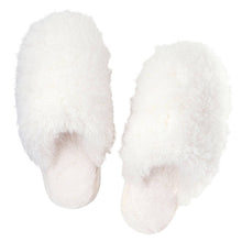 White Plush Mohair Slippers